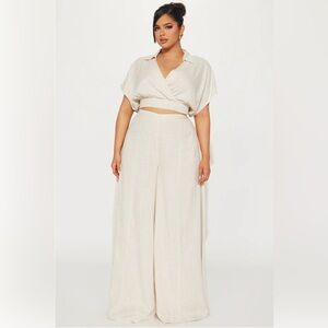 Fashion Nova Luck day linen pant set - oatmeal